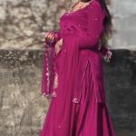 Noor Natural Crepe Silk Embroidered Top Lehenga Set