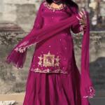 Noor Natural Crepe Silk Embroidered Top Lehenga Set