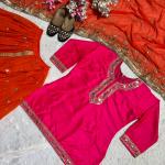 Noor Malay Silk Embroidered Top with Dhoti Skirt & Dupatta