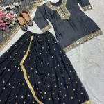 Noor Malay Silk Embroidered Top with Dhoti Skirt & Dupatta