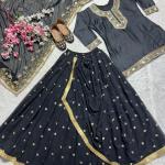 Noor Malay Silk Embroidered Top with Dhoti Skirt & Dupatta