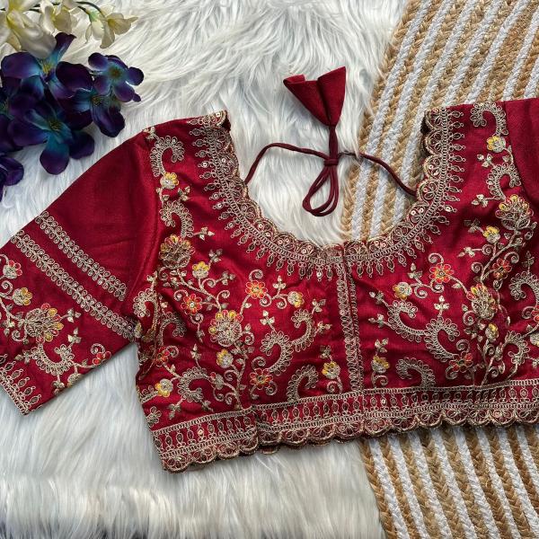 Rani Cutwork Gold Zari Embroidered Milan Silk Bridal Blouse