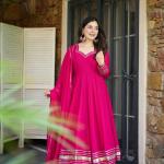 Faux Georgette Gota Patti Kurti Palazzo Set with Dupatta