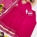 Faux Georgette Gota Patti Kurti Palazzo Set with Dupatta