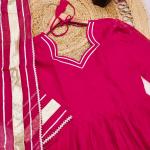 Faux Georgette Gota Patti Kurti Palazzo Set with Dupatta