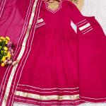 Faux Georgette Gota Patti Kurti Palazzo Set with Dupatta