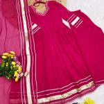 Faux Georgette Gota Patti Kurti Palazzo Set with Dupatta