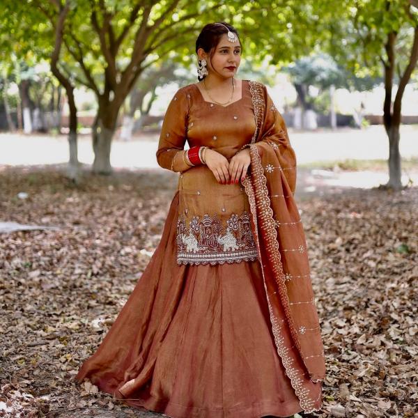 Zehra Simmer Silk Embroidered Top Lehenga Set