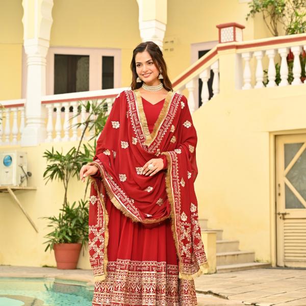 Aafreen Faux Blooming Embroidered Gown with Dupatta