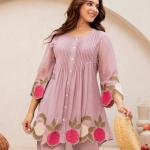 Mul Chanderi Embroidered Co-Ord Set with Bracelet