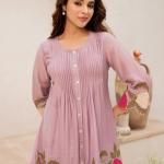 Mul Chanderi Embroidered Co-Ord Set with Bracelet