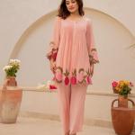 Mul Chanderi Embroidered Co-Ord Set with Bracelet