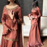 Crepe Silk Embroidered Sharara Set with Dupatta