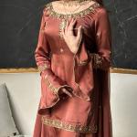 Crepe Silk Embroidered Sharara Set with Dupatta