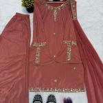 Crepe Silk Embroidered Sharara Set with Dupatta