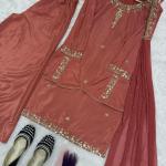 Crepe Silk Embroidered Sharara Set with Dupatta
