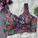 Elegant Crepe Sleeveless Blouse – Padded Back Open Designer (Noodle Strap)