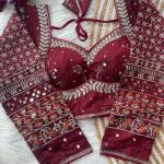 Navratri Special Multi Mirror Work Apple Cut Blouse – Gamthi Designer Vichitra Silk