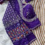 Navratri Special Multi Mirror Work Apple Cut Blouse – Gamthi Designer Vichitra Silk