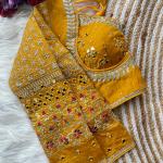 Navratri Special Multi Mirror Work Apple Cut Blouse – Gamthi Designer Vichitra Silk