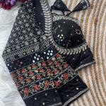 Navratri Special Multi Mirror Work Apple Cut Blouse – Gamthi Designer Vichitra Silk