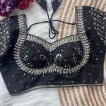 Navratri Special Multi Mirror Work Apple Cut Blouse – Gamthi Designer Vichitra Silk