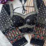 Navratri Special Multi Mirror Work Apple Cut Blouse – Gamthi Designer Vichitra Silk