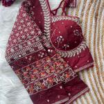 Navratri Special Multi Mirror Work Apple Cut Blouse – Gamthi Designer Vichitra Silk