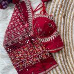 Navratri Special Multi Mirror Work Apple Cut Blouse – Gamthi Designer Vichitra Silk