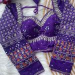 Navratri Special Multi Mirror Work Apple Cut Blouse – Gamthi Designer Vichitra Silk