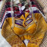 Navratri Special Multi Mirror Work Apple Cut Blouse – Gamthi Designer Vichitra Silk