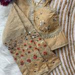 Navratri Special Multi Mirror Work Apple Cut Blouse – Gamthi Designer Vichitra Silk