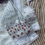 Navratri Special Multi Mirror Work Apple Cut Blouse – Gamthi Designer Vichitra Silk