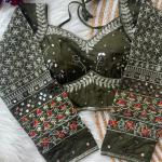 Navratri Special Multi Mirror Work Apple Cut Blouse – Gamthi Designer Vichitra Silk