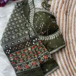 Navratri Special Multi Mirror Work Apple Cut Blouse – Gamthi Designer Vichitra Silk