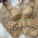 Navratri Special Multi Mirror Work Apple Cut Blouse – Gamthi Designer Vichitra Silk