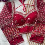 Navratri Special Multi Mirror Work Apple Cut Blouse – Gamthi Designer Vichitra Silk