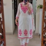 Afiya Roman Cotton Silk Embroidered Kurti Pant Set with Dupatta (NF)