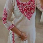 Afiya Roman Cotton Silk Embroidered Kurti Pant Set with Dupatta (NF)