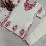 Afiya Roman Cotton Silk Embroidered Kurti Pant Set with Dupatta (NF)