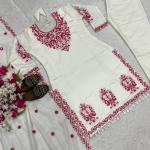 Afiya Roman Cotton Silk Embroidered Kurti Pant Set with Dupatta (NF)
