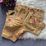 Sabyasachi Inspired Heavy Gold Zari Bridal Blouse – Roman Silk Designer