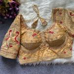 Sabyasachi Inspired Heavy Gold Zari Bridal Blouse – Roman Silk Designer