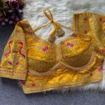 Sabyasachi Inspired Heavy Gold Zari Bridal Blouse – Roman Silk Designer