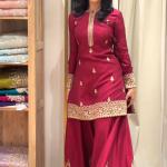 Zehra Crepe Silk Embroidered Sharara Set with Organza Dupatta(mf)