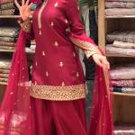 Zehra Crepe Silk Embroidered Sharara Set with Organza Dupatta(mf)