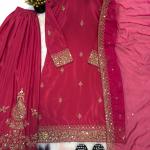 Zehra Crepe Silk Embroidered Sharara Set with Organza Dupatta(mf)