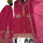 Zehra Crepe Silk Embroidered Sharara Set with Organza Dupatta(mf)