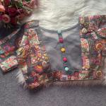 Premium Malai Silk Designer Blouse – Multi Coding Work | Front Open | Fancy Back