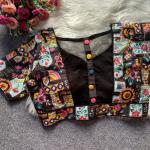 Premium Malai Silk Designer Blouse – Multi Coding Work | Front Open | Fancy Back